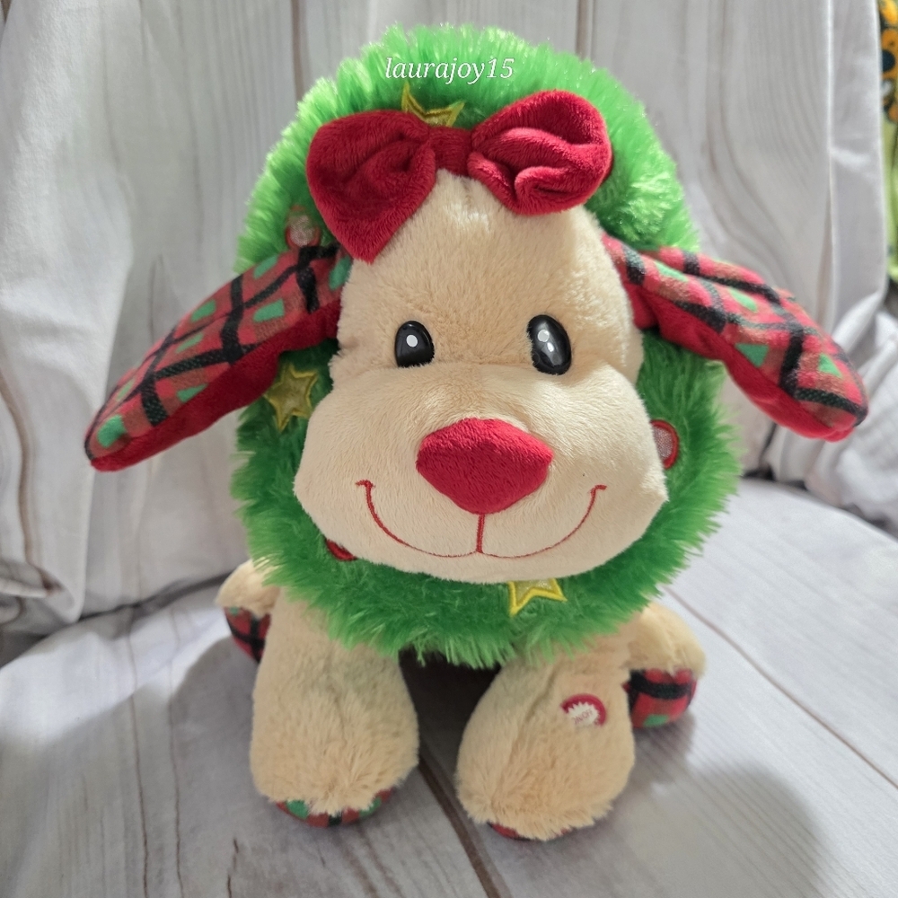 Goffa Christmas Brown Dog Plush Animated Christmas Toy Rockin Tree 11 Inch